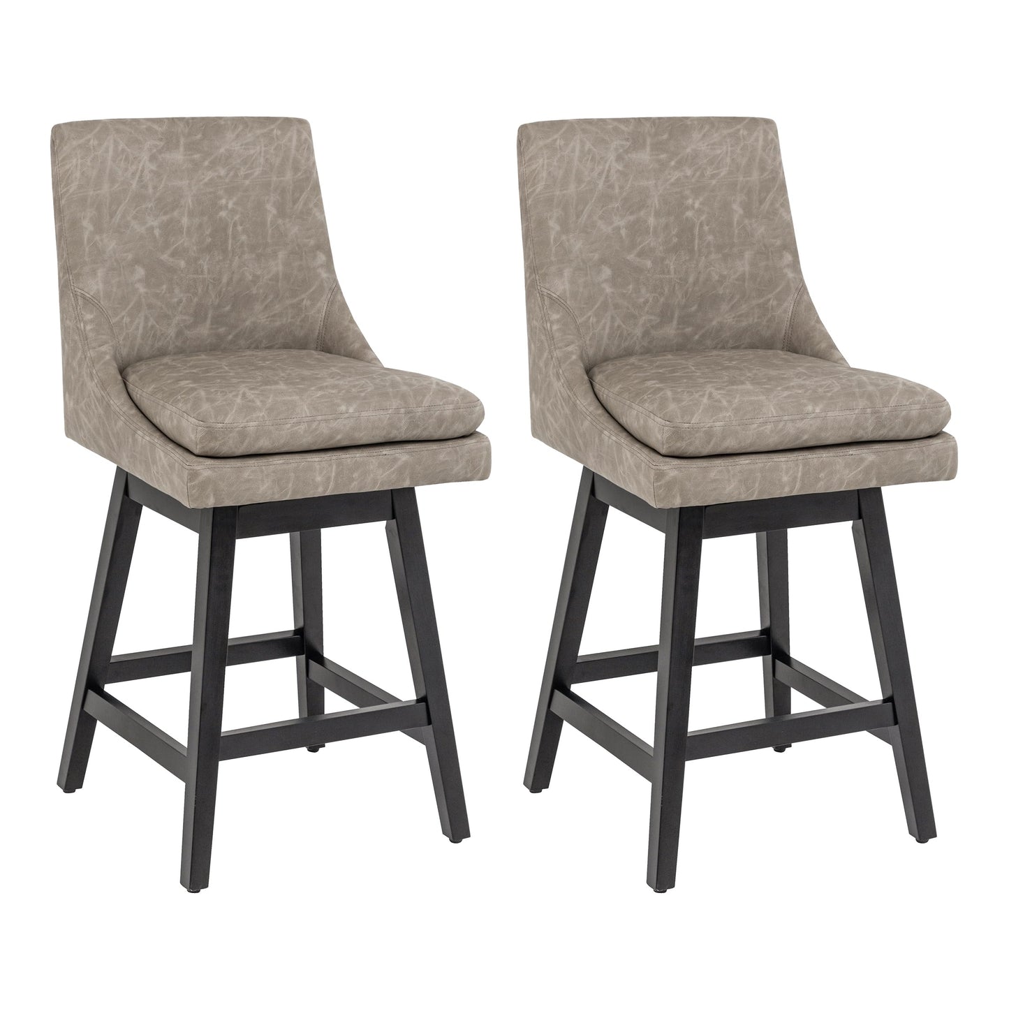 360°Swivel Bar Stool, Modern 26" Upholstered Barstool, White