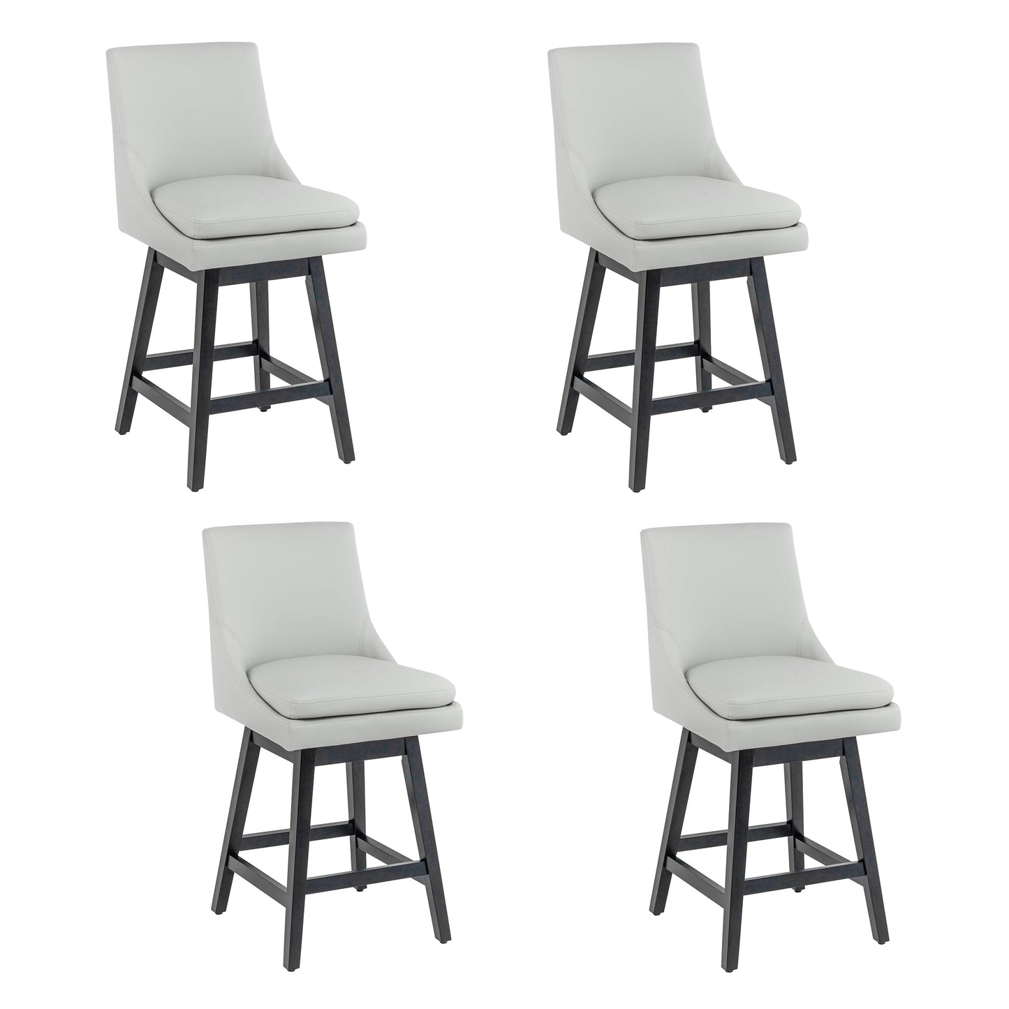 360°Swivel Bar Stool, Modern 26" Upholstered Barstool, White