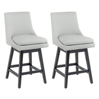 360°Swivel Bar Stool, Modern 26" Upholstered Barstool, White
