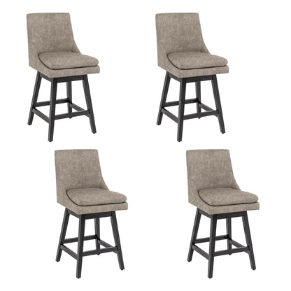 360°Swivel Bar Stool, Modern 26" Upholstered Barstool, White