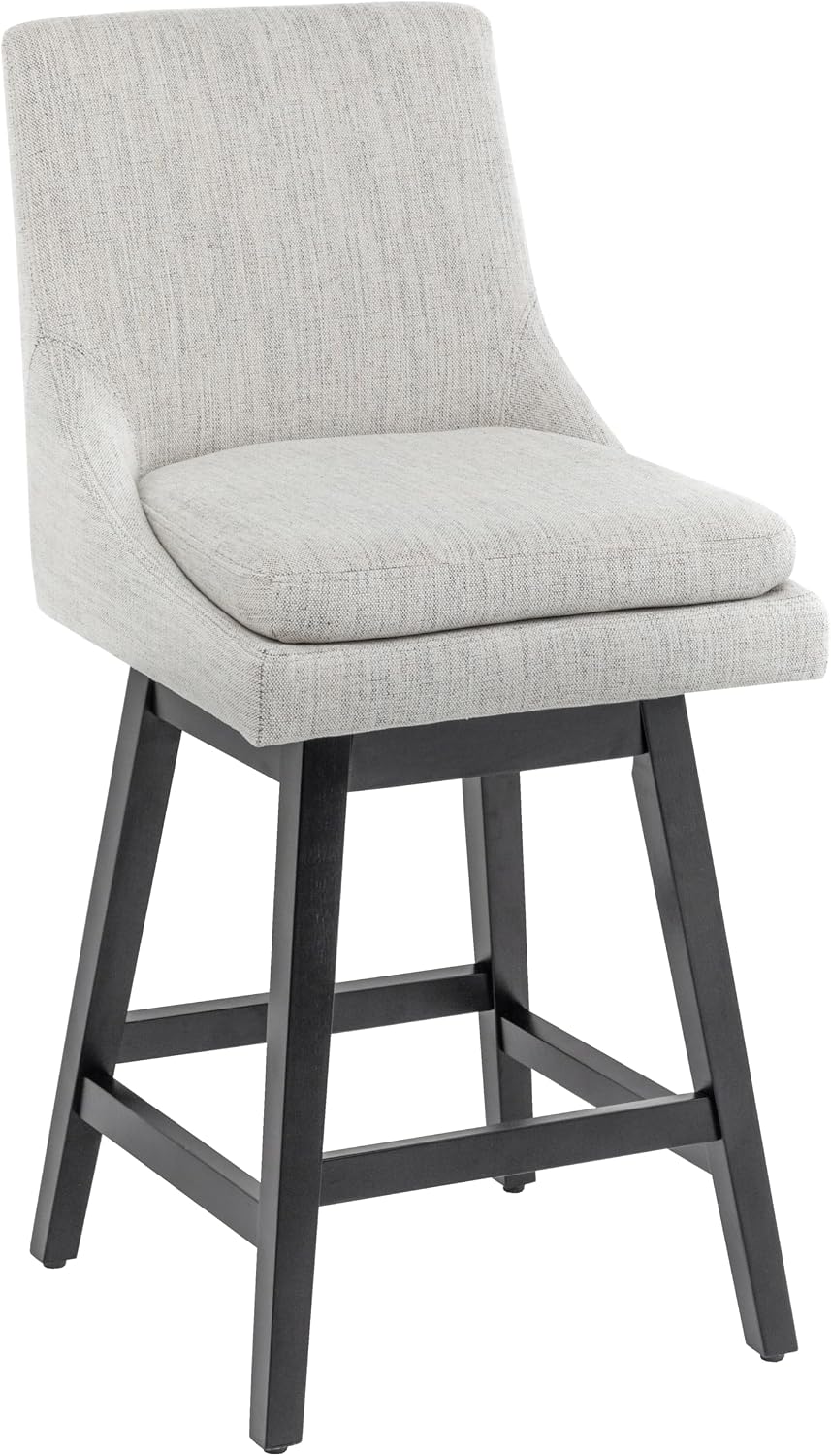 360°Swivel Bar Stool, Modern 26" Upholstered Barstool, White