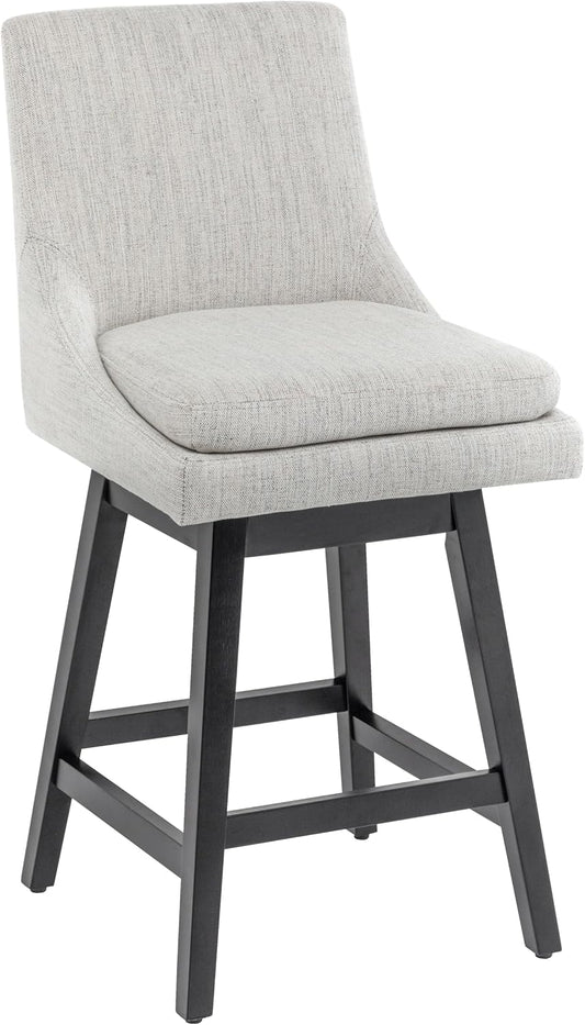 360°Swivel Bar Stool, Modern 26" Upholstered Barstool, White