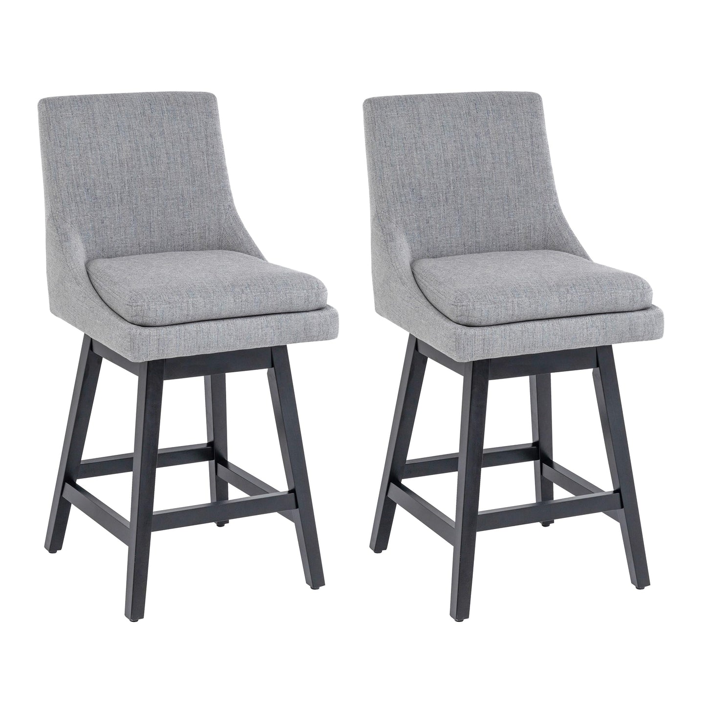 360°Swivel Bar Stool, Modern 26" Upholstered Barstool, White