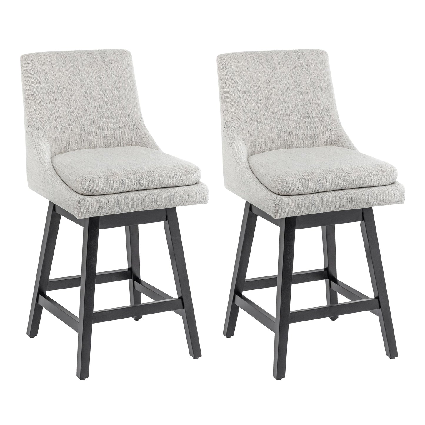 360°Swivel Bar Stool, Modern 26" Upholstered Barstool, White